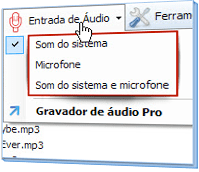 Grave áudio a partir de qualquer fonte de áudio